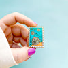 Hand holding A Galaxy Far, Far Away Stamp Enamel Pin Lapel, Accessory and Jewelry
