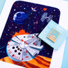 8 x 10 Art Print Mockup of A Galaxy Far, Far Away on Fine Art Paper with matching stamp enamel pin