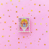 Stamp Enamel Pin of Princess Castle, a Magical Mirror and rose