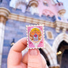 Hand holding fan art enamel pin, the castle