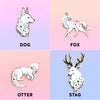 Guardian Magical Animals Enamel Pin featuring Doe, Otter, Stag, Fox for Spells and Wizardry