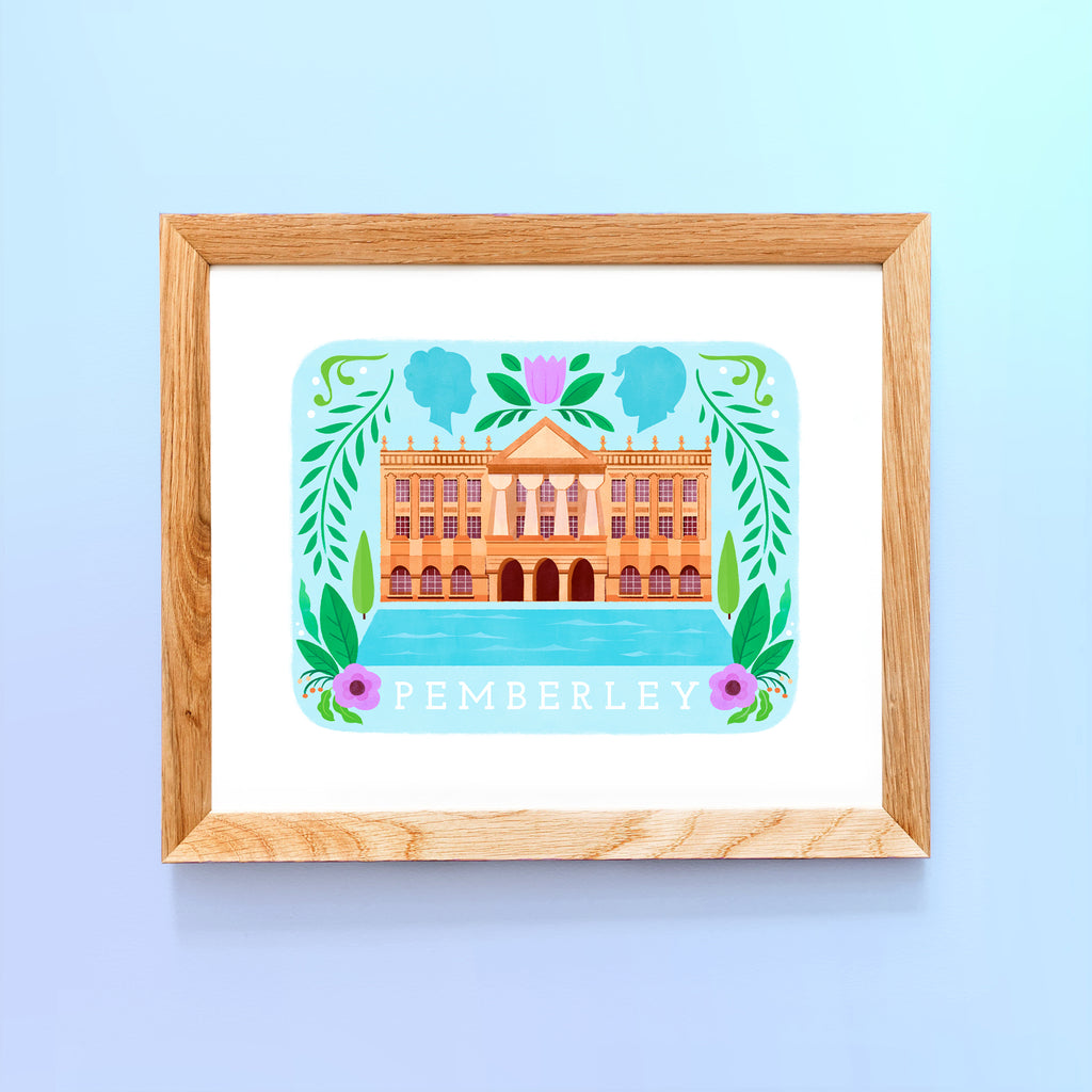 8 x 10 Framed Art print of Pemberley Jane Austen featuring Pride and Prejudice