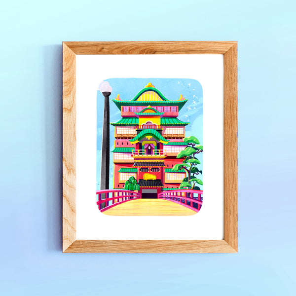 8 x 10 Art Print The Bathhouse Japanese Anime Inspired