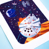 8 x 10 Art Print on Fine Art Paper Close Up - A Galaxy Far, Far Away - A painting of Intergalactic space crafts fighting in space.