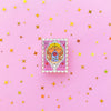 Stamp Enamel Pin of Princess Castle, a Magical Mirror and rose