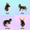 Guardian Magical Animals Enamel Pin featuring Dog, Otter, stag, Fox for Spells and Wizardry 