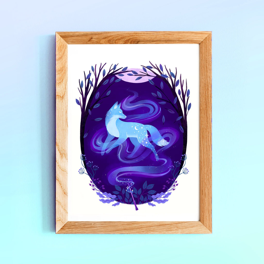 8 x 10 Art Print Mockup of the Fox Patronus and Magical Wand