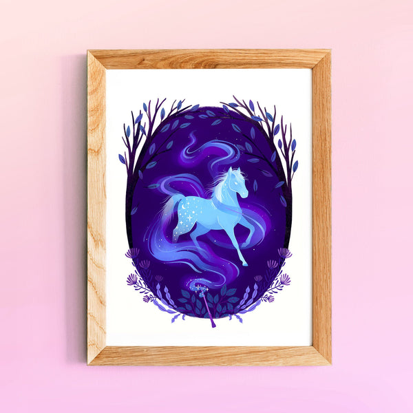 8 x 10 Art Print Mockup of the Horse Patronus and Magical Wand